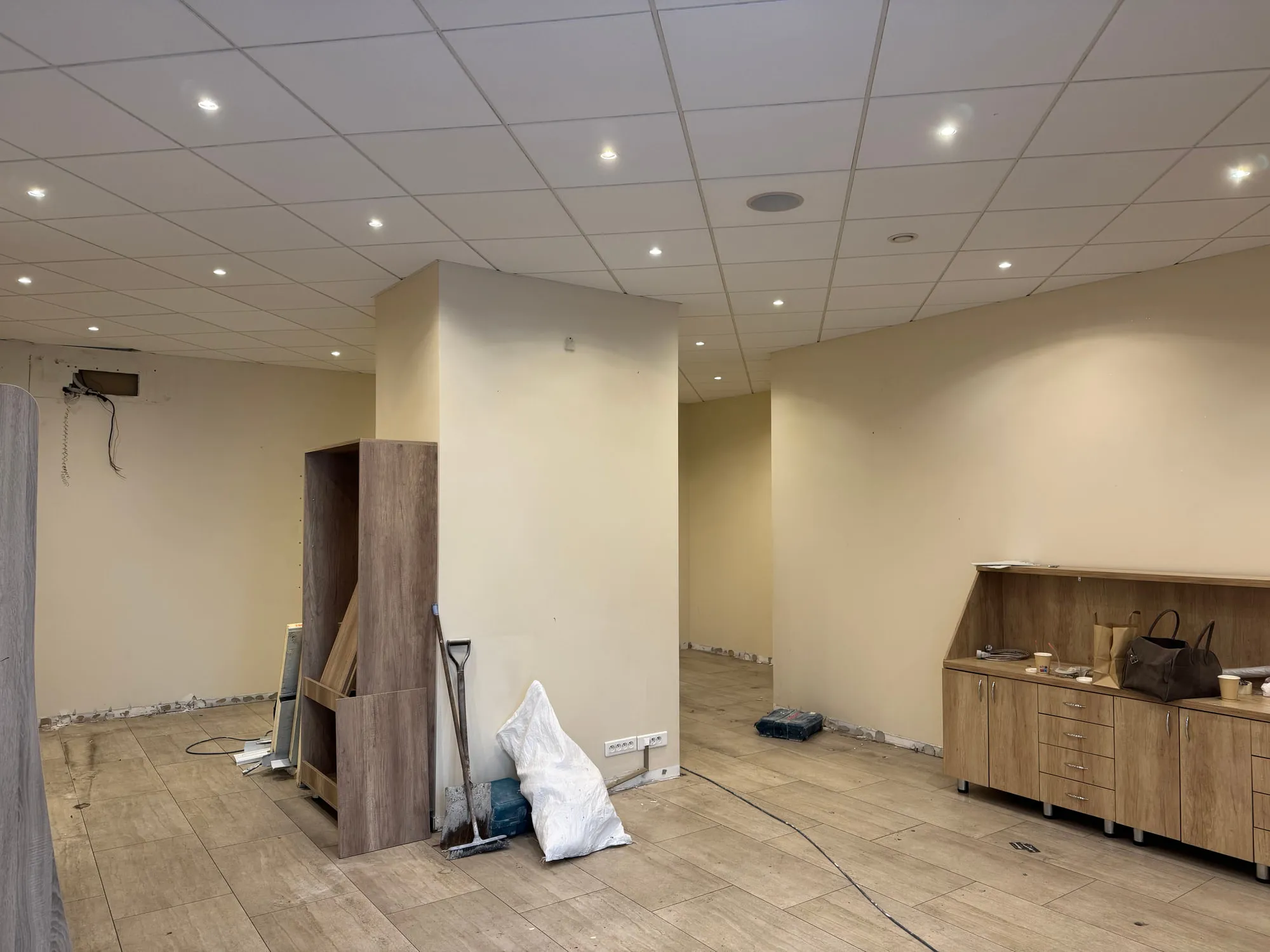 Larimar — the unit during fit-out, joinery going in