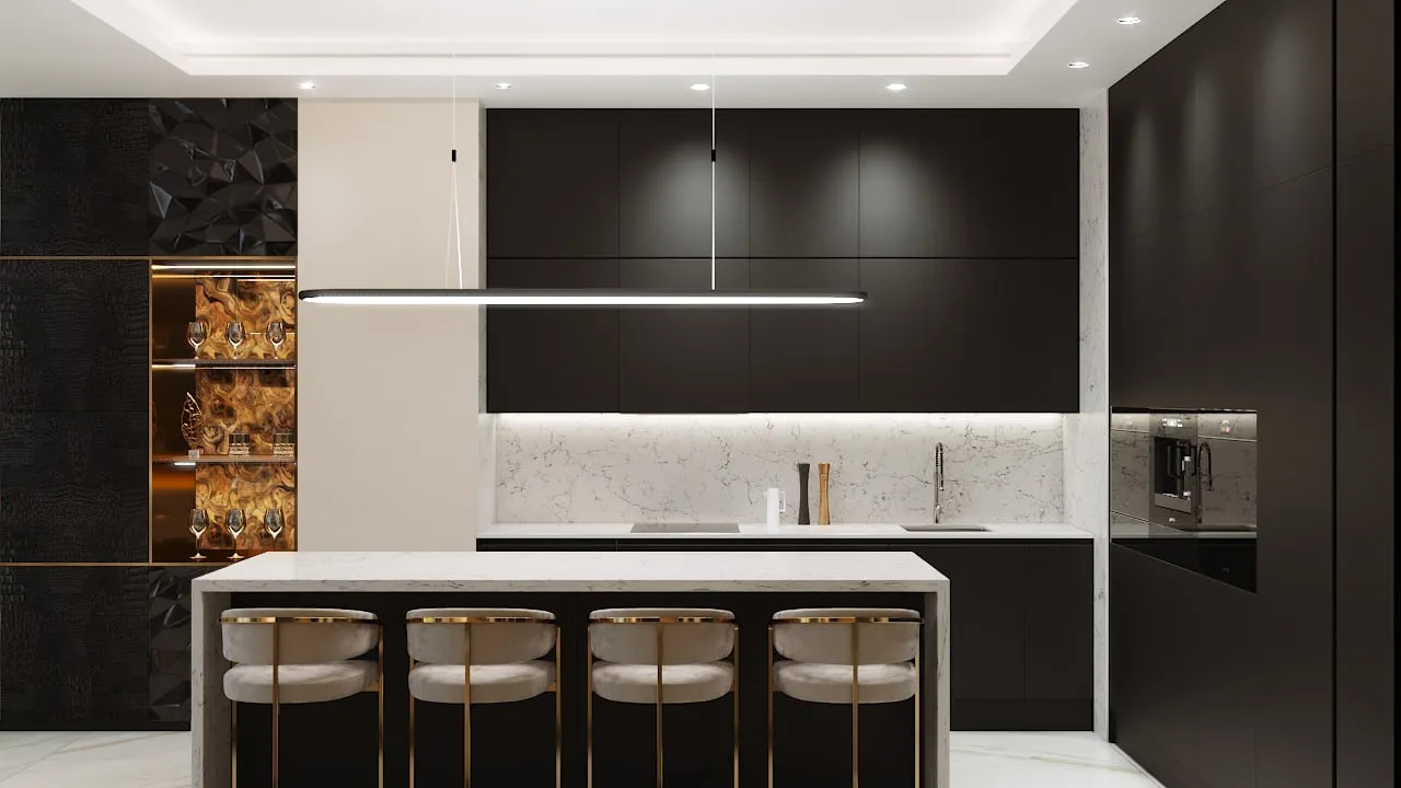 Kitchen & Living — interior visualisation