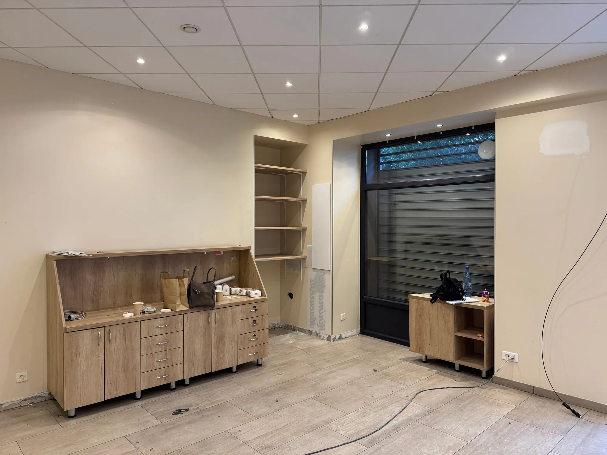 Larimar — the unit during fit-out, joinery going in