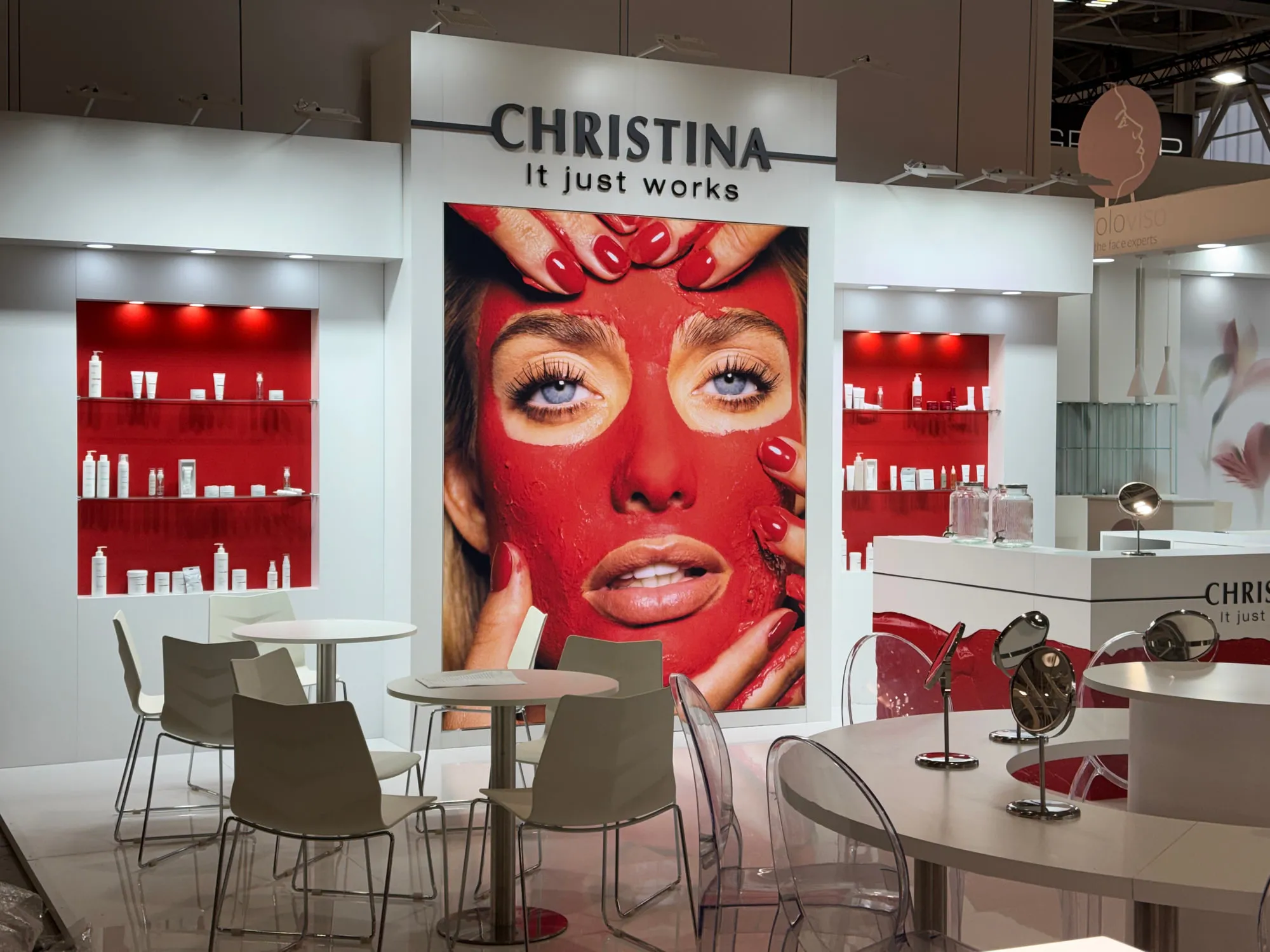 Bologna 2026 — red counters and campaign graphics on the stand