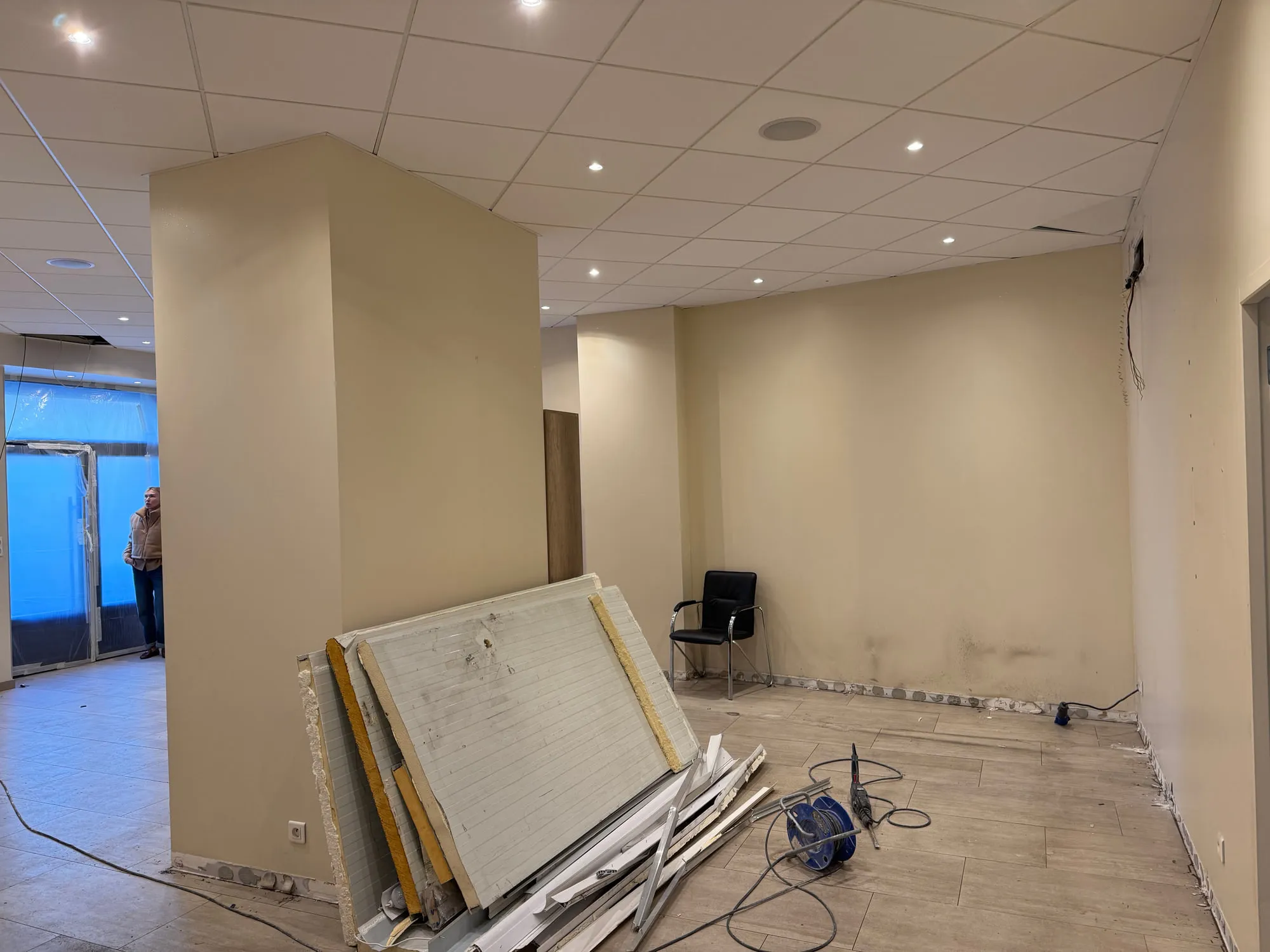 Larimar — the unit during fit-out, joinery going in