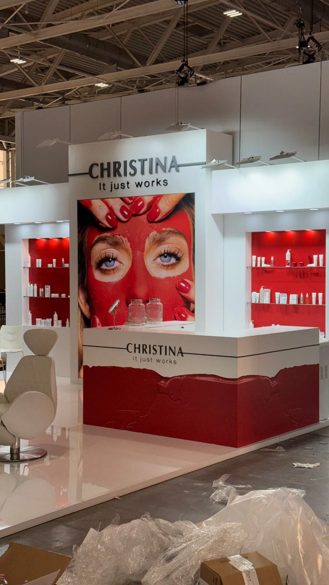 Bologna 2026 — red counters and campaign graphics on the stand