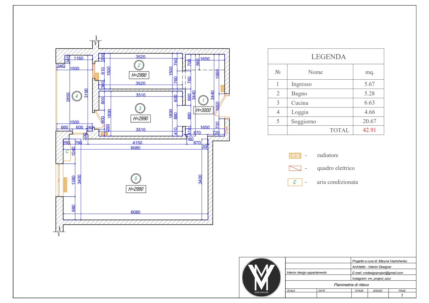 Appartamento Monza — drawing sheet