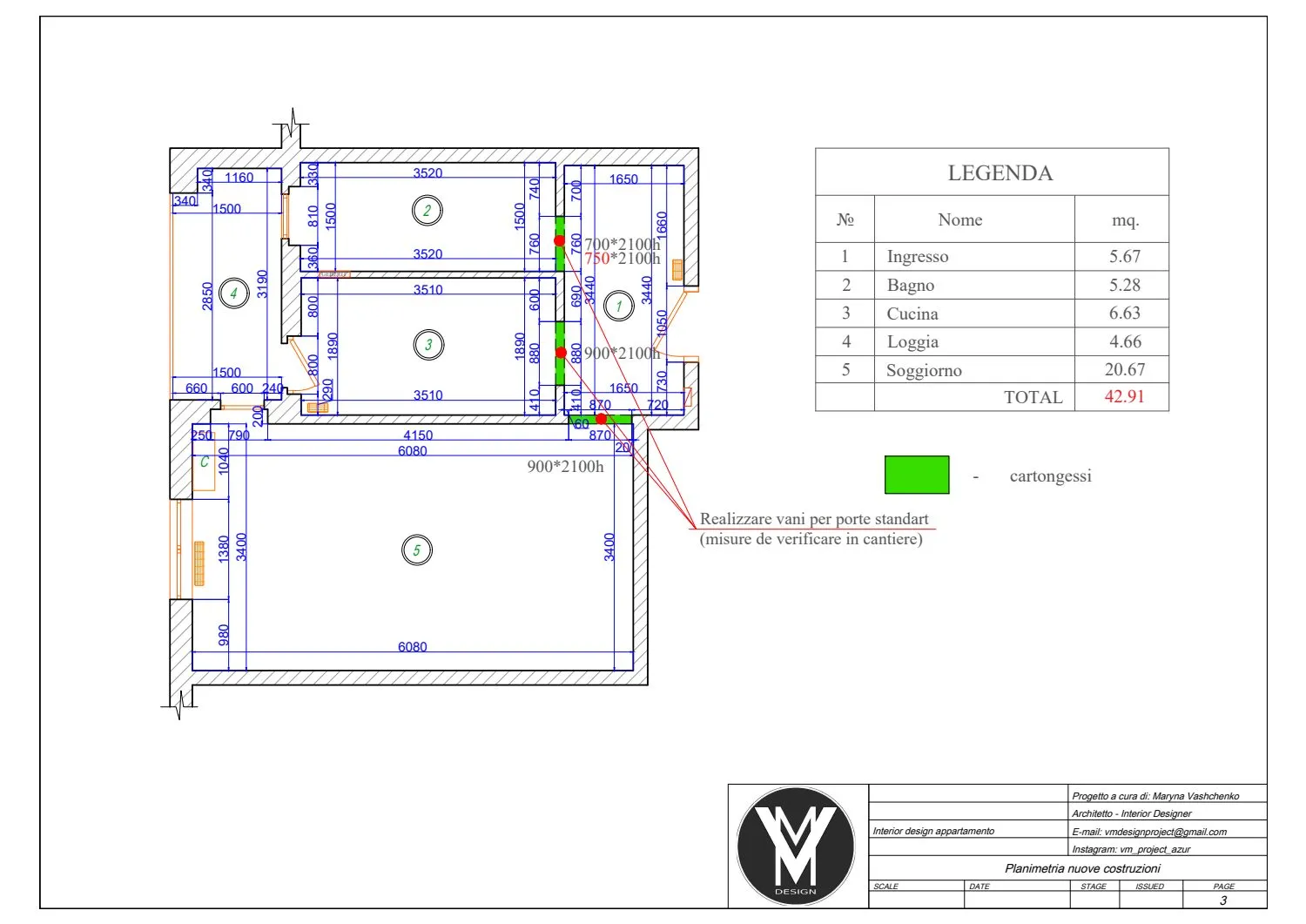 Appartamento Monza — drawing sheet