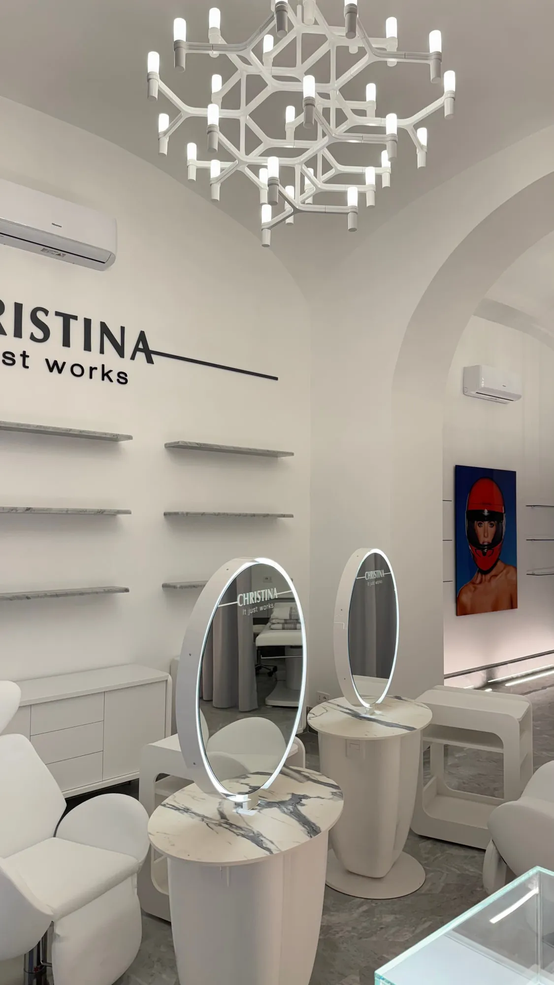 Christina Roma — the restored vault with oval mirrors and sculptural seating