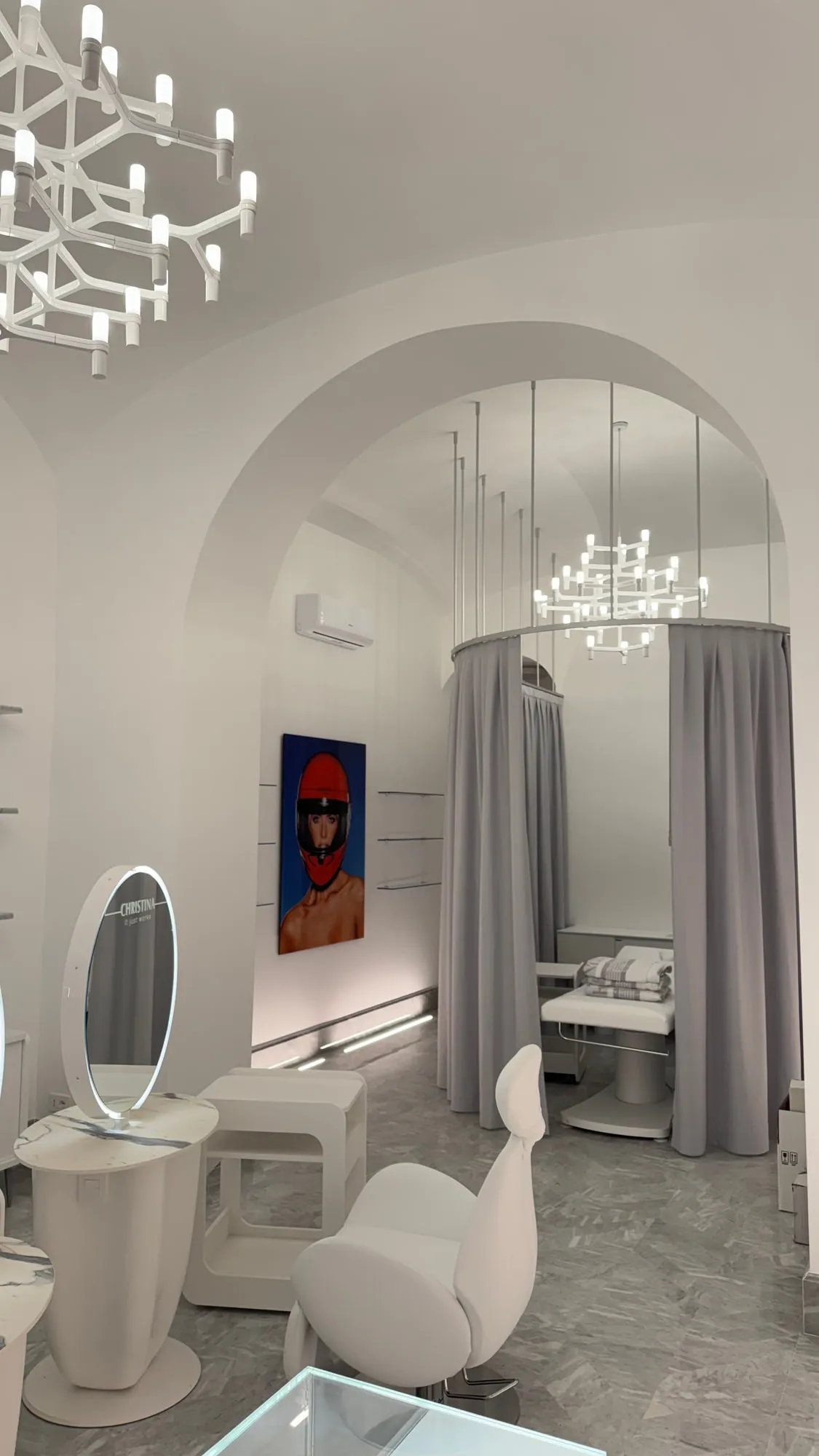 Christina Roma — the restored vault with oval mirrors and sculptural seating