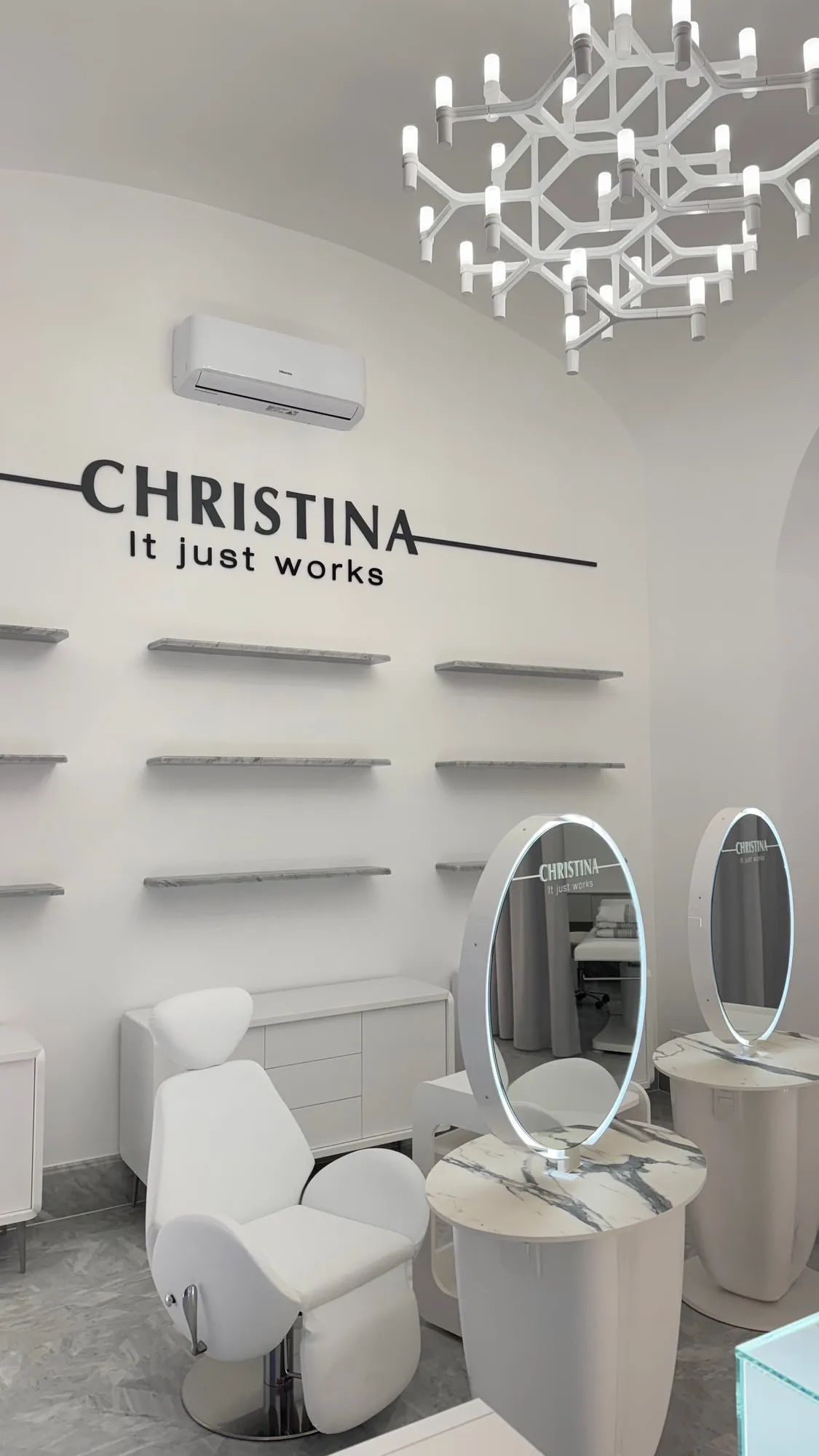 Christina Roma — the restored vault with oval mirrors and sculptural seating