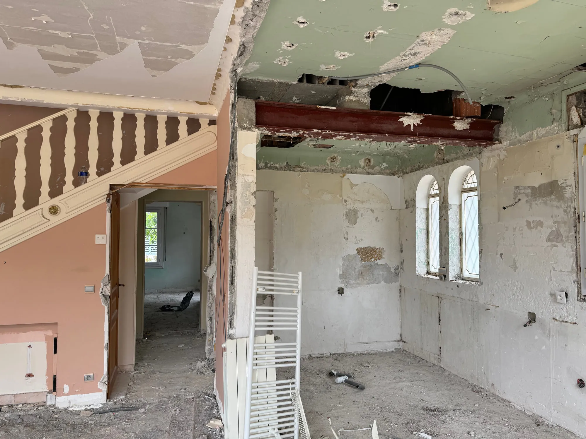 La Villa — the villa stripped back to structure during the works