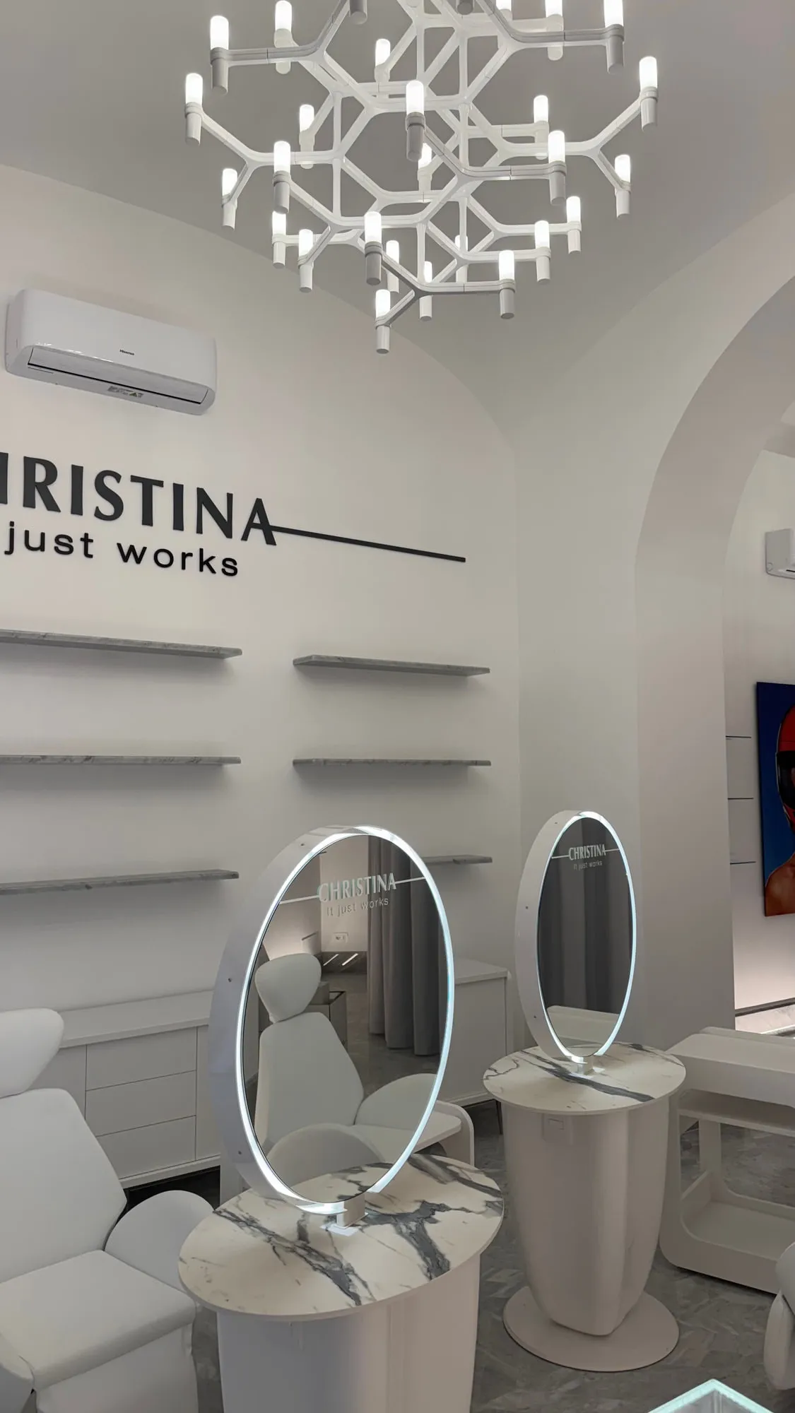 Christina Roma — the restored vault with oval mirrors and sculptural seating