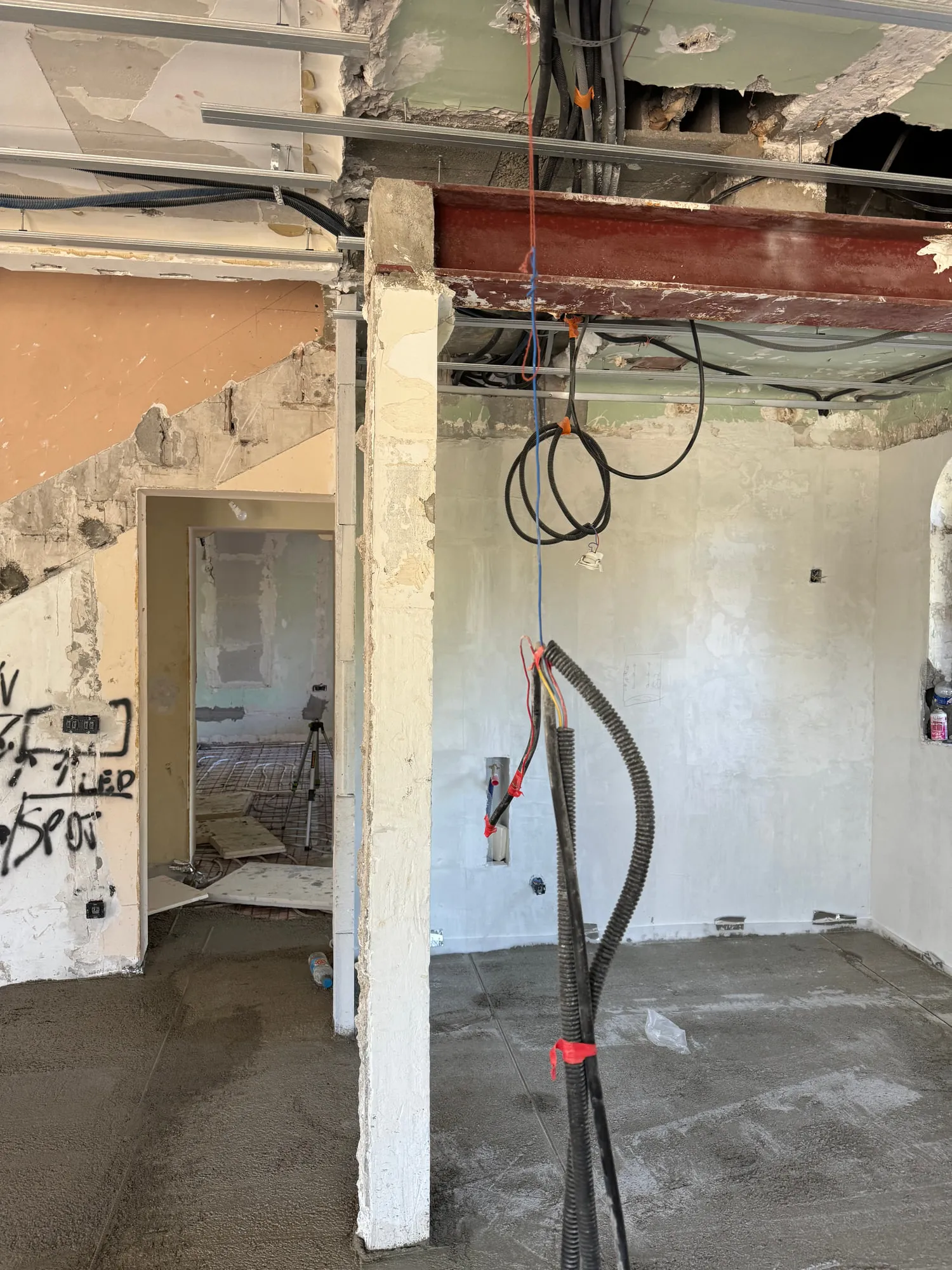 La Villa — the villa stripped back to structure during the works
